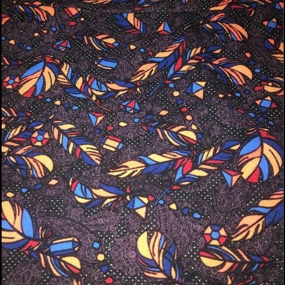 LuLaRoe Sz M Cassie Feather Pencil Skirt Med Medium Black Blue Orange Polka Dot - Picture 3 of 6